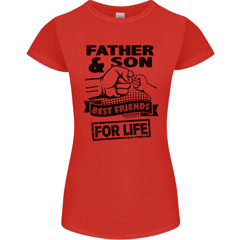 Father & Son Best Friends for Life Womens Petite Cut T-Shirt Red