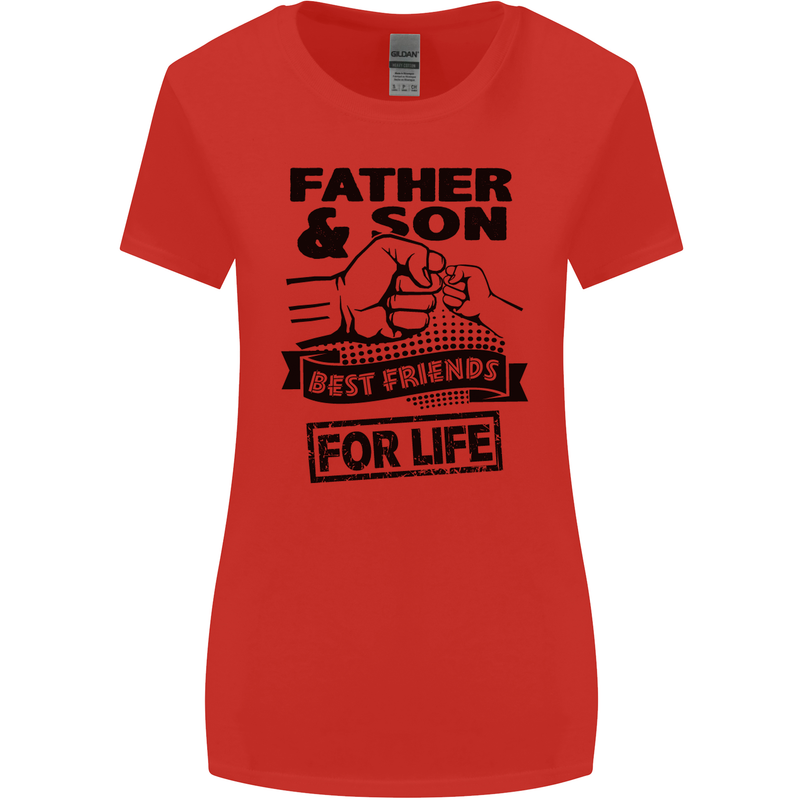 Father & Son Best Friends for Life Womens Wider Cut T-Shirt Red