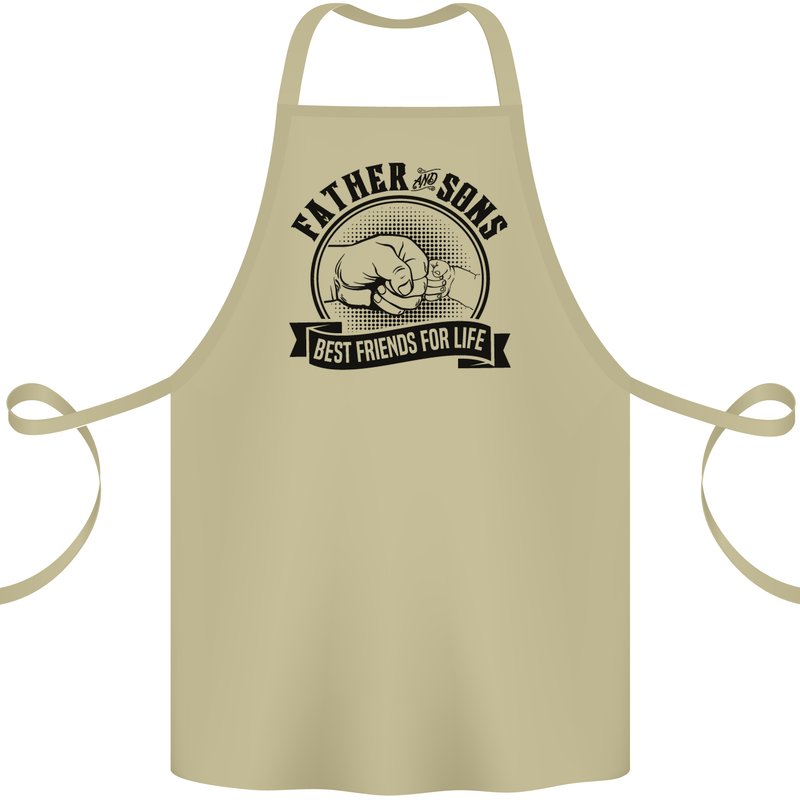 Father & Sons Best Friends Father's Day Cotton Apron 100% Organic Khaki