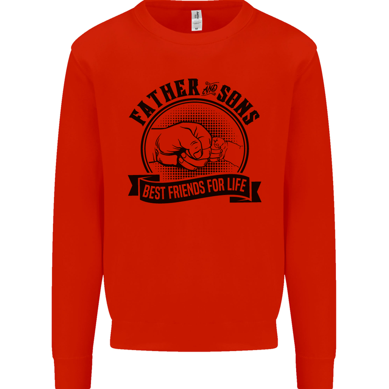 Father & Sons Best Friends Father's Day Kids Sweatshirt Jumper Bright Red