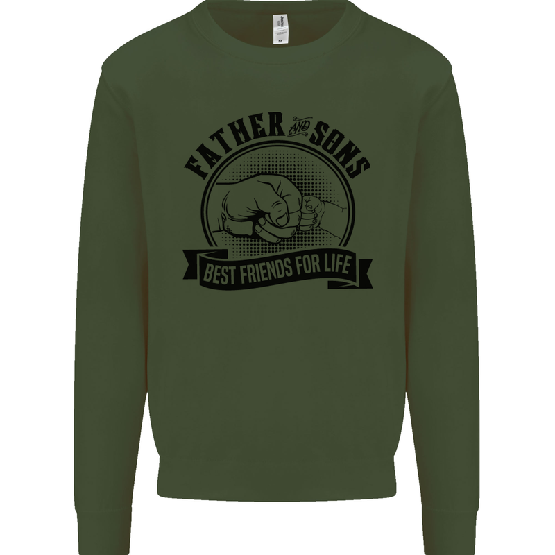 Father & Sons Best Friends Father's Day Kids Sweatshirt Jumper Forest Green