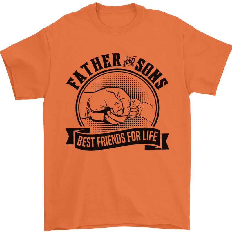 Father & Sons Best Friends Father's Day Mens T-Shirt Cotton Gildan Orange