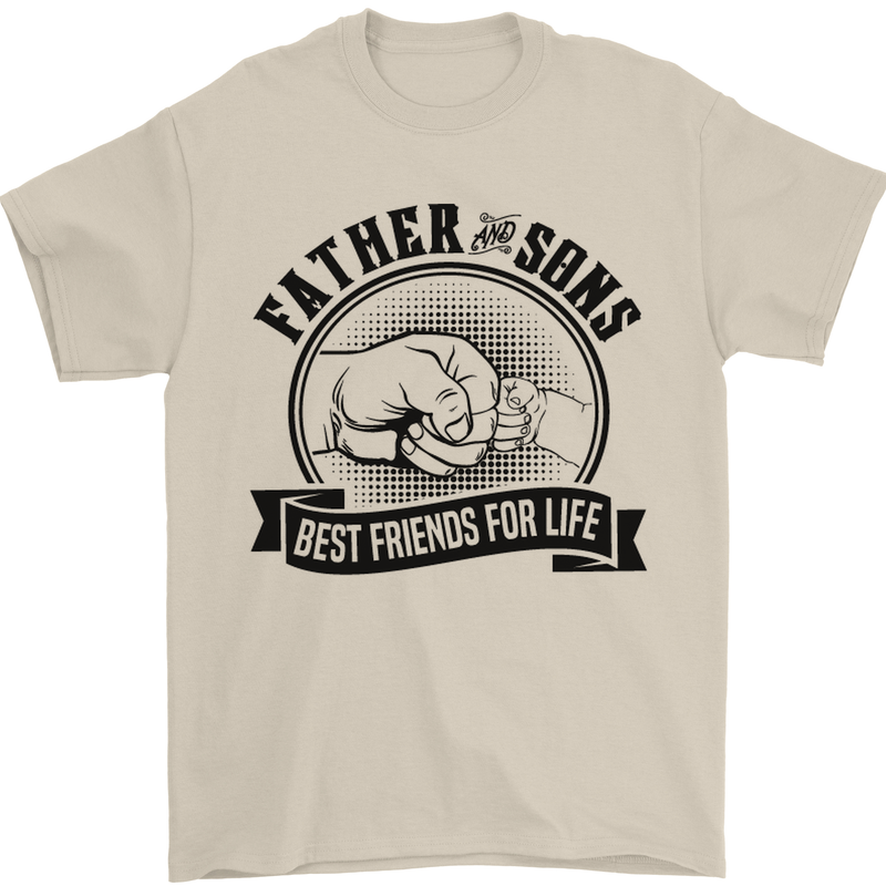 Father & Sons Best Friends Father's Day Mens T-Shirt Cotton Gildan Sand