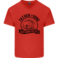 Father & Sons Best Friends Father's Day Mens V-Neck Cotton T-Shirt Red