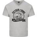 Father & Sons Best Friends Father's Day Mens V-Neck Cotton T-Shirt Sports Grey