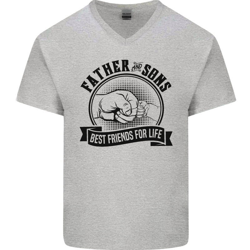 Father & Sons Best Friends Father's Day Mens V-Neck Cotton T-Shirt Sports Grey