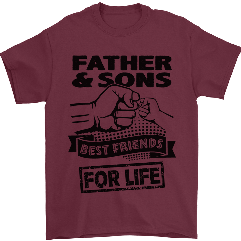Father & Sons Best Friends for Life Mens T-Shirt Cotton Gildan Maroon