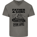 Father & Sons Best Friends for Life Mens V-Neck Cotton T-Shirt Charcoal
