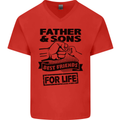 Father & Sons Best Friends for Life Mens V-Neck Cotton T-Shirt Red