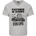 Father & Sons Best Friends for Life Mens V-Neck Cotton T-Shirt Sports Grey