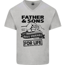 Father & Sons Best Friends for Life Mens V-Neck Cotton T-Shirt Sports Grey