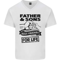 Father & Sons Best Friends for Life Mens V-Neck Cotton T-Shirt White