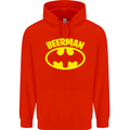 Father's Day Beer Man Funny Alcohol Mens 80% Cotton Hoodie Bright Red