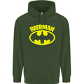 Father's Day Beer Man Funny Alcohol Mens 80% Cotton Hoodie Forest Green