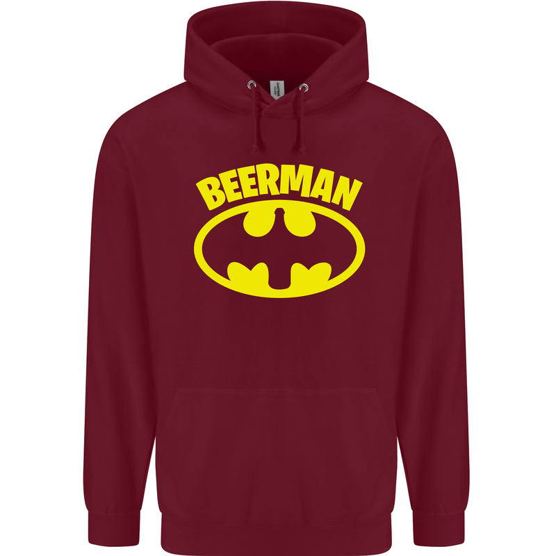 Father's Day Beer Man Funny Alcohol Mens 80% Cotton Hoodie Maroon