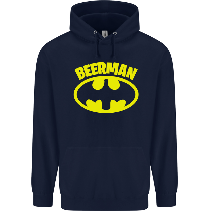 Father's Day Beer Man Funny Alcohol Mens 80% Cotton Hoodie Navy Blue