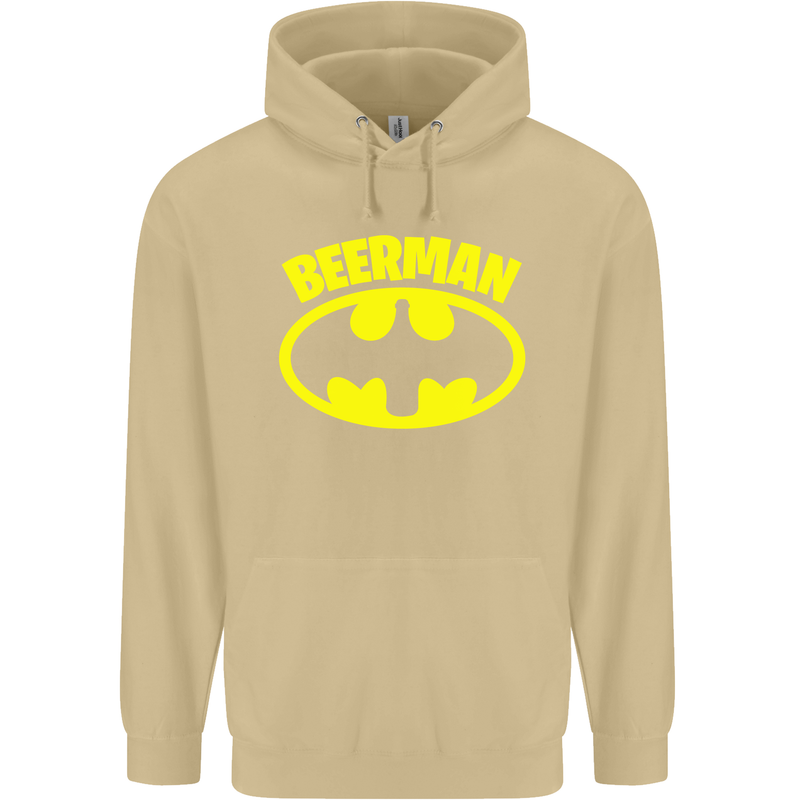Father's Day Beer Man Funny Alcohol Mens 80% Cotton Hoodie Sand