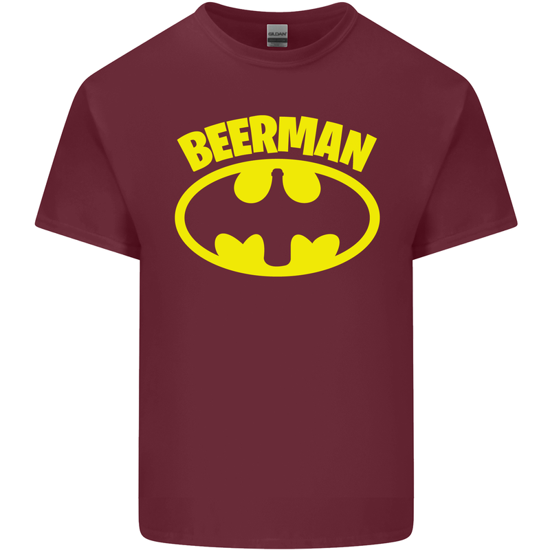 Father's Day Beer Man Funny Alcohol Mens Cotton T-Shirt Tee Top Maroon