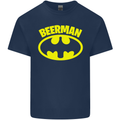 Father's Day Beer Man Funny Alcohol Mens Cotton T-Shirt Tee Top Navy Blue