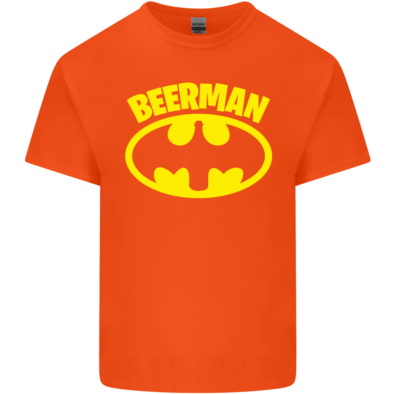 Father's Day Beer Man Funny Alcohol Mens Cotton T-Shirt Tee Top Orange