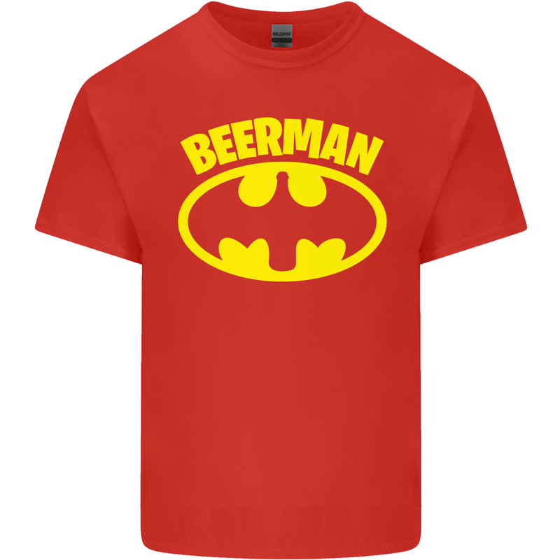 Father's Day Beer Man Funny Alcohol Mens Cotton T-Shirt Tee Top Red