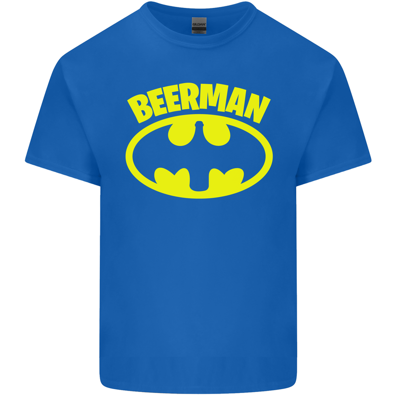 Father's Day Beer Man Funny Alcohol Mens Cotton T-Shirt Tee Top Royal Blue