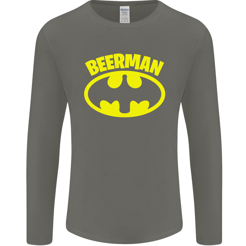 Father's Day Beer Man Funny Alcohol Mens Long Sleeve T-Shirt Charcoal