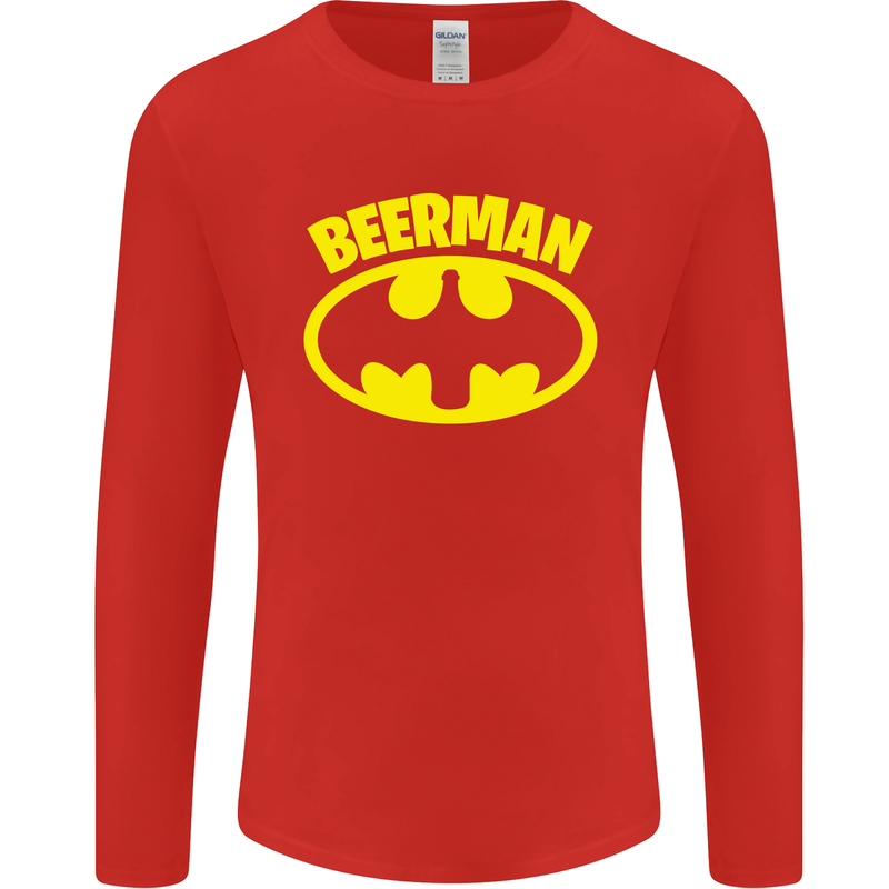 Father's Day Beer Man Funny Alcohol Mens Long Sleeve T-Shirt Red