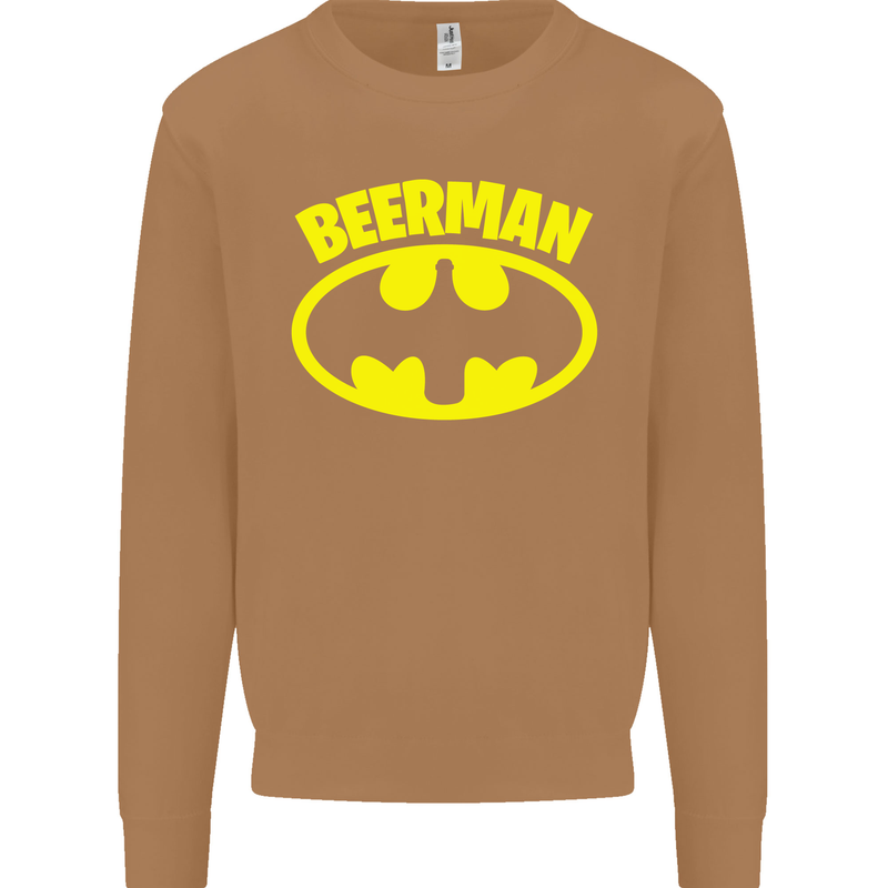 Father's Day Beer Man Funny Alcohol Mens Sweatshirt Jumper Caramel Latte