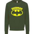 Father's Day Beer Man Funny Alcohol Mens Sweatshirt Jumper Forest Green