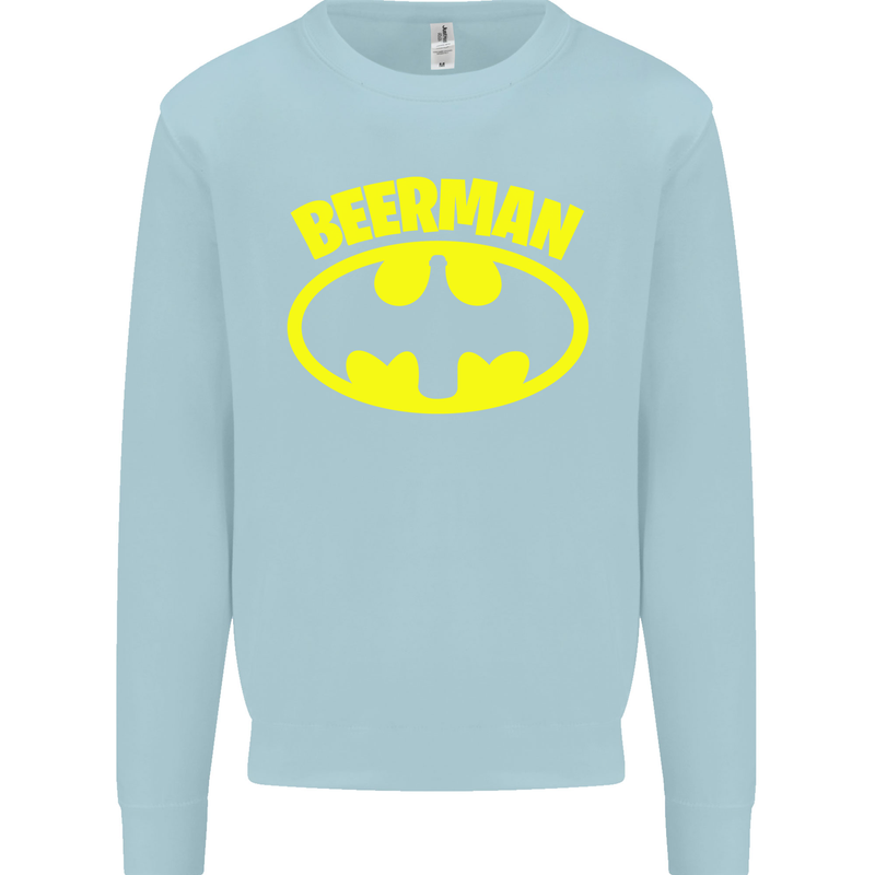 Father's Day Beer Man Funny Alcohol Mens Sweatshirt Jumper Light Blue