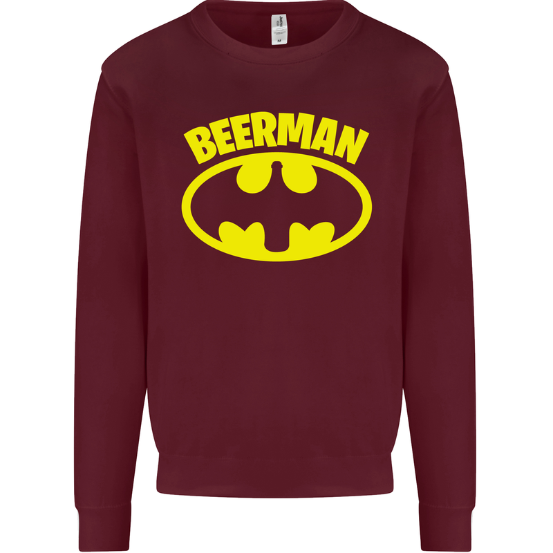 Father's Day Beer Man Funny Alcohol Mens Sweatshirt Jumper Maroon
