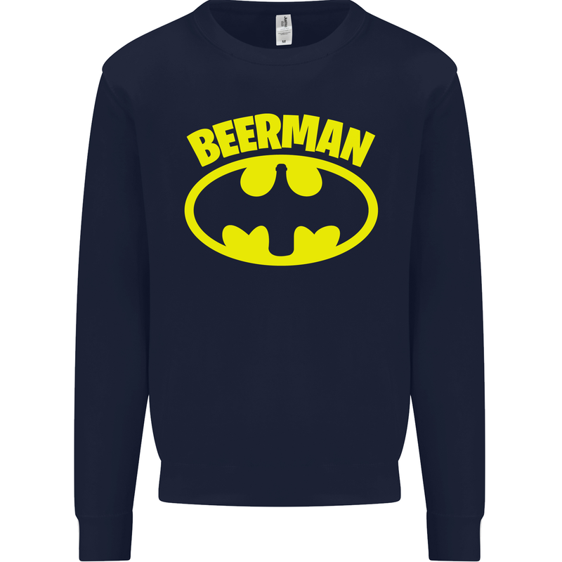 Father's Day Beer Man Funny Alcohol Mens Sweatshirt Jumper Navy Blue