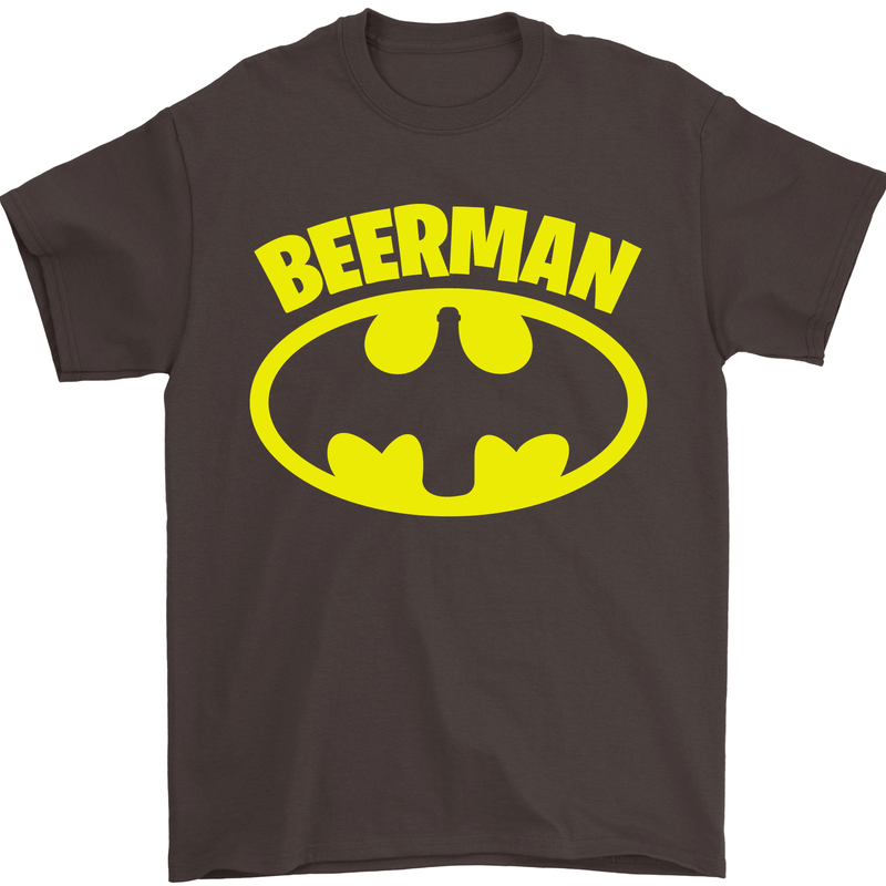 Father's Day Beer Man Funny Alcohol Mens T-Shirt Cotton Gildan Dark Chocolate