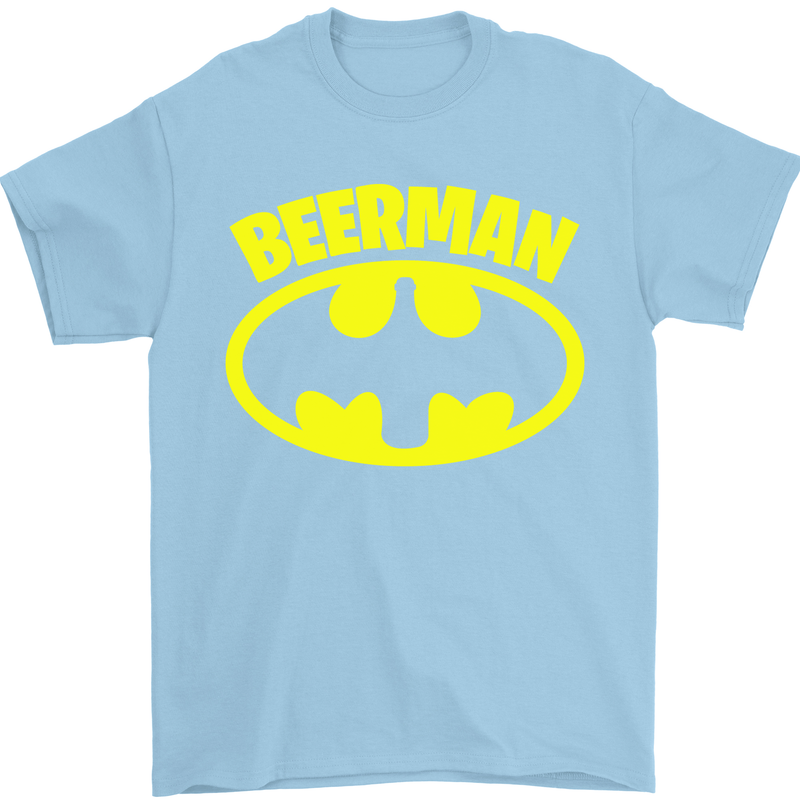 Father's Day Beer Man Funny Alcohol Mens T-Shirt Cotton Gildan Light Blue