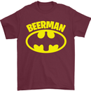 Father's Day Beer Man Funny Alcohol Mens T-Shirt Cotton Gildan Maroon