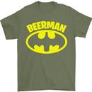 Father's Day Beer Man Funny Alcohol Mens T-Shirt Cotton Gildan Military Green