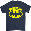 Father's Day Beer Man Funny Alcohol Mens T-Shirt Cotton Gildan Navy Blue