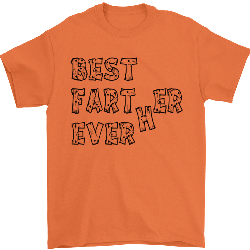 Father's Day Best Farter Ever Funny Farting Mens T-Shirt Cotton Gildan Orange