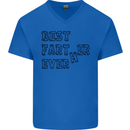 Father's Day Best Farter Ever Funny Farting Mens V-Neck Cotton T-Shirt Royal Blue