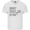 Father's Day Best Farter Ever Funny Farting Mens V-Neck Cotton T-Shirt White
