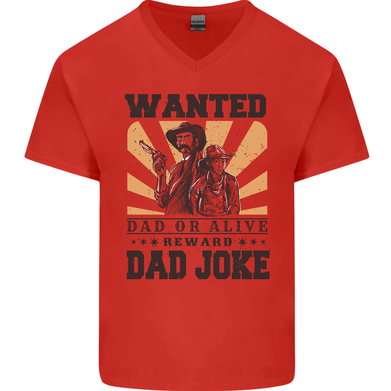 Father's Day Dad Joke Funny Cowboy Poster Mens V-Neck Cotton T-Shirt Red