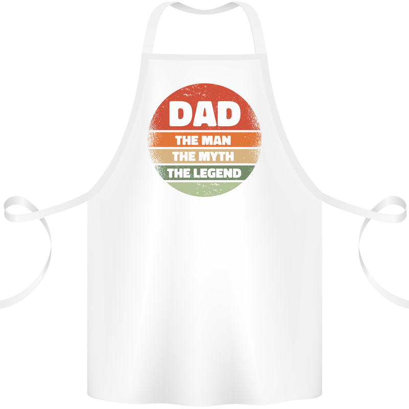 Father's Day Dad  the Man Myth Legend Funny Cotton Apron 100% Organic White