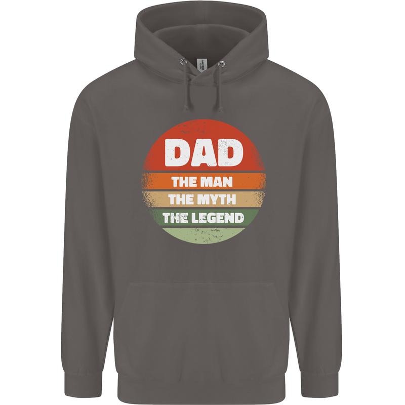 Father's Day Dad  the Man Myth Legend Funny Mens 80% Cotton Hoodie Charcoal