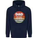 Father's Day Dad  the Man Myth Legend Funny Mens 80% Cotton Hoodie Navy Blue