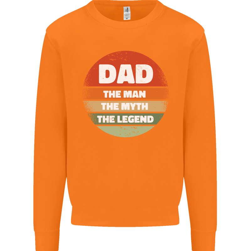 Father's Day Dad  the Man Myth Legend Funny Mens Sweatshirt Jumper Orange