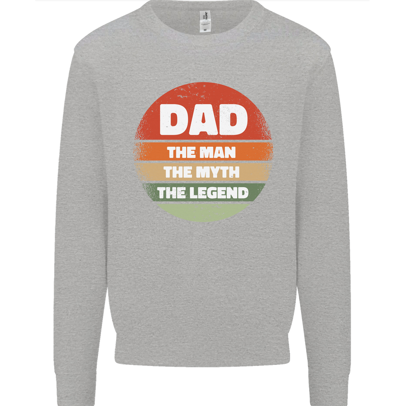 Father's Day Dad  the Man Myth Legend Funny Mens Sweatshirt Jumper Sports Grey