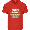 Father's Day Dad  the Man Myth Legend Funny Mens V-Neck Cotton T-Shirt Red