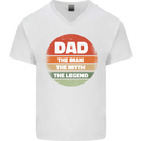 Father's Day Dad  the Man Myth Legend Funny Mens V-Neck Cotton T-Shirt White