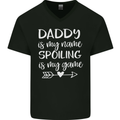 Father's Day Daddy Is My Name Funny Dad Mens V-Neck Cotton T-Shirt Black
